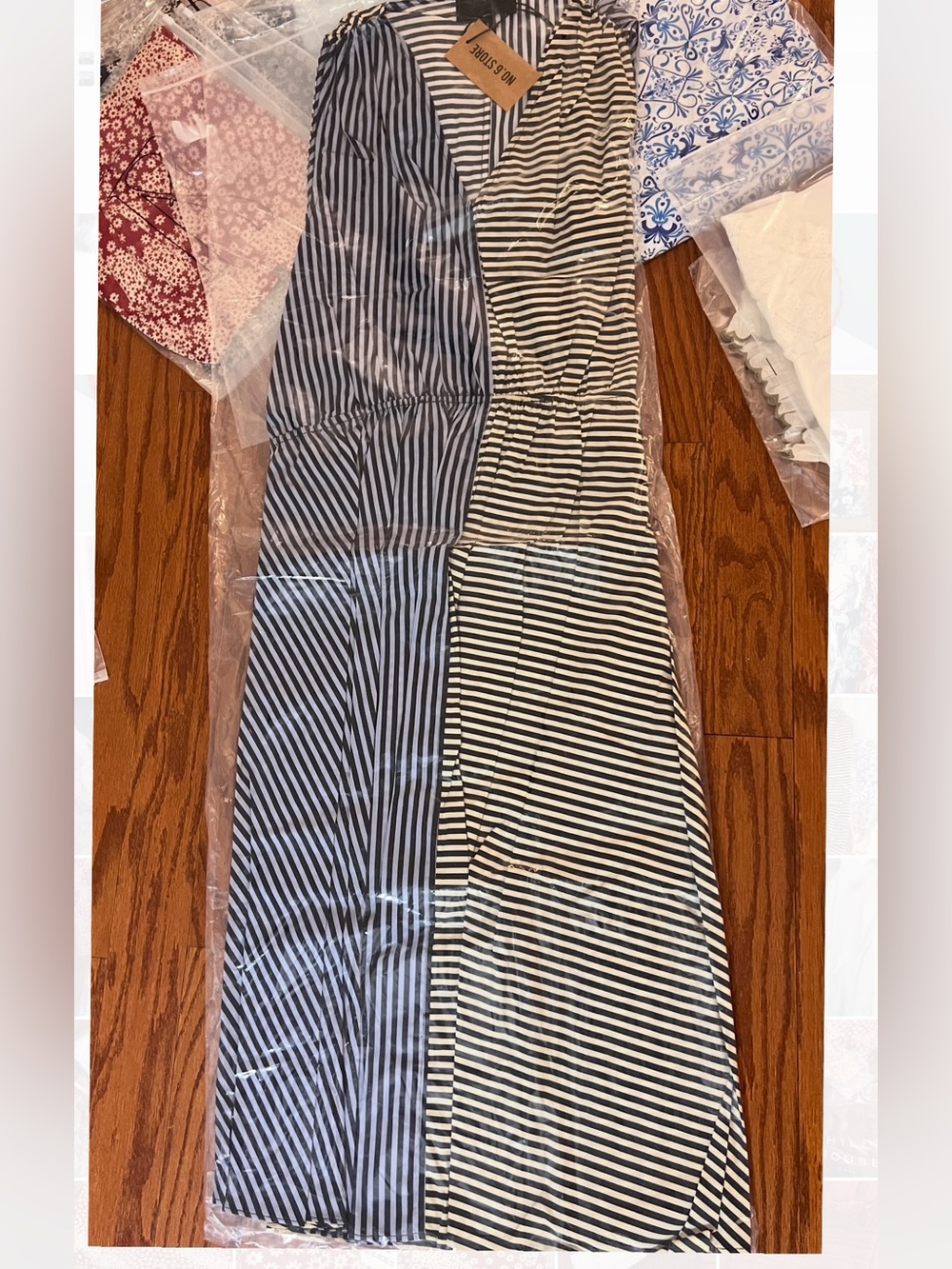 NO.6 Leigh Midi Dress - Stripe Combo Blue Black White Causal Cotton, S - Picture 5 of 10